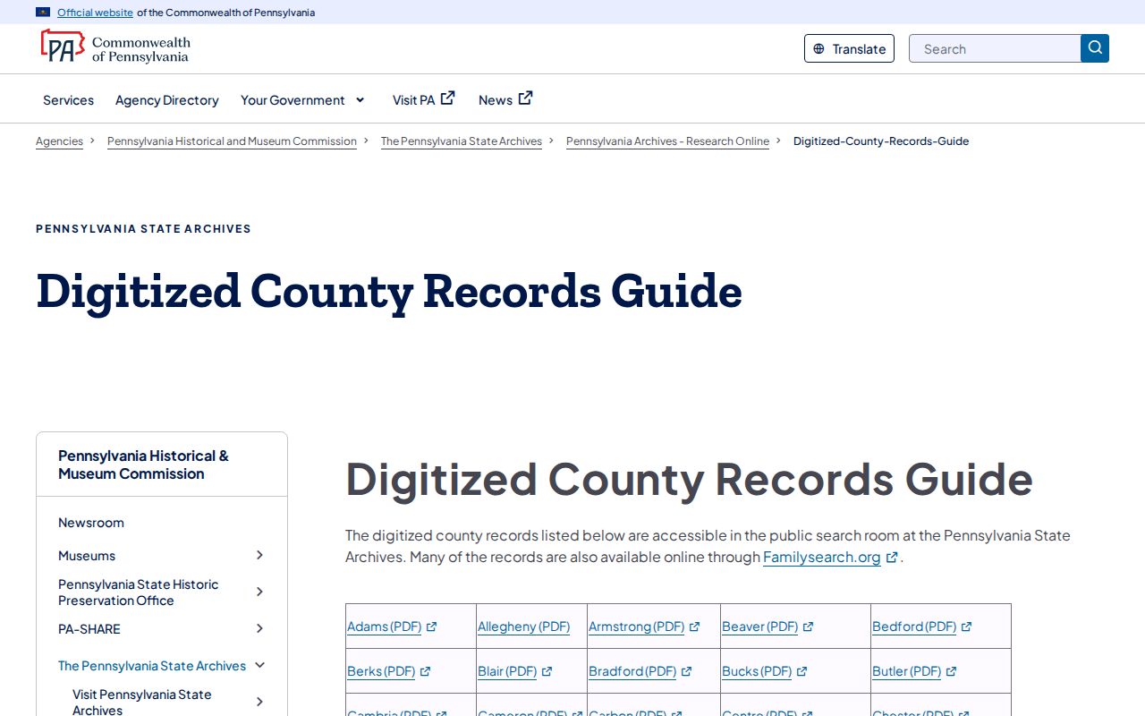 Upper Macungie Township city directory Pennsylvania State Archives county records guide