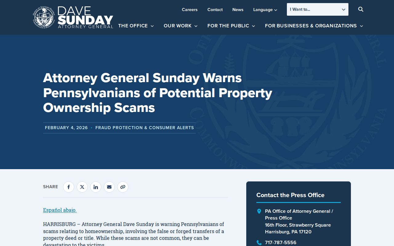 Upper Macungie Township previous residents Pennsylvania deed fraud warning