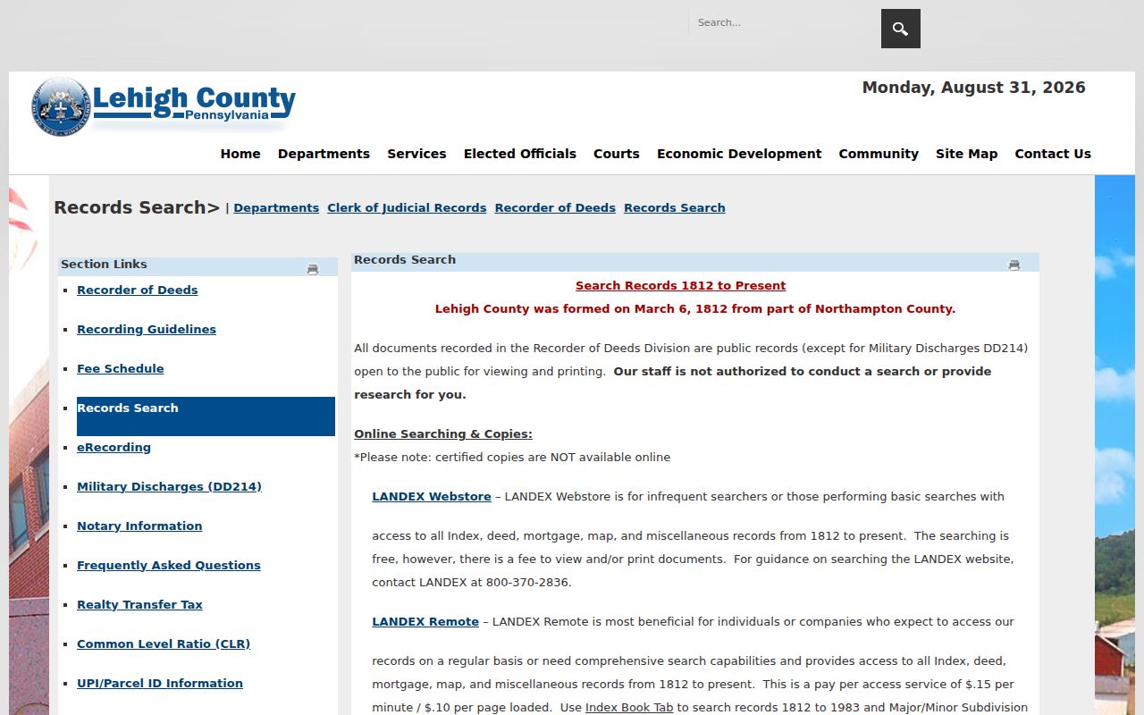 Upper Macungie Township previous residents Lehigh Recorder records search